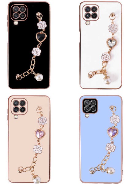 Cepte Aksesuar Galaxy A12 Kılıf El Tutamaçlı Kamera Korumalı Zore Taka Silikon Kapak-Mor fiyatları