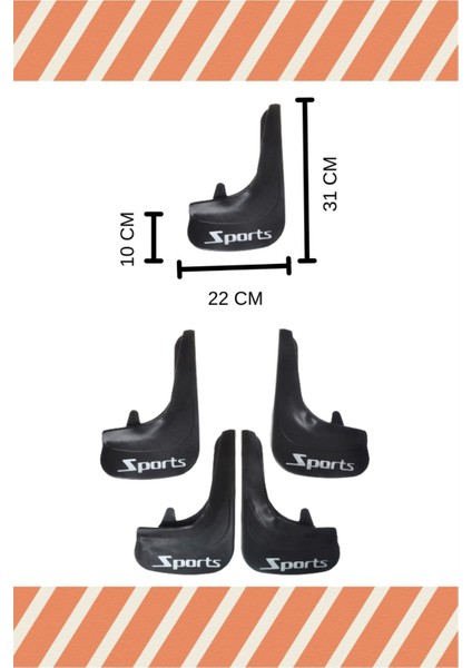 Ford Connect 2002-2013 Sports Yazılı 4'Lü Tozluk Çamurluk Paçalık
