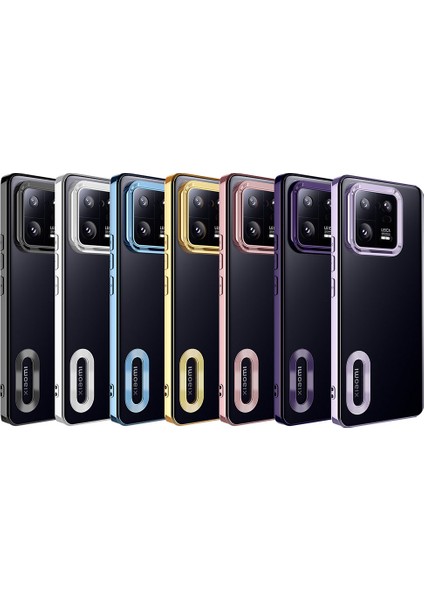 Cepte Aksesuar Xiaomi Mi 13 Pro Kılıf Kamera Korumalı Logo Gösteren Zore Omega Kapak-Gold