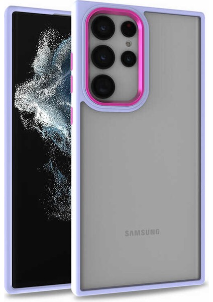 Cepte Aksesuar Galaxy S22 Ultra Kılıf Zore Flora Kapak-Lila