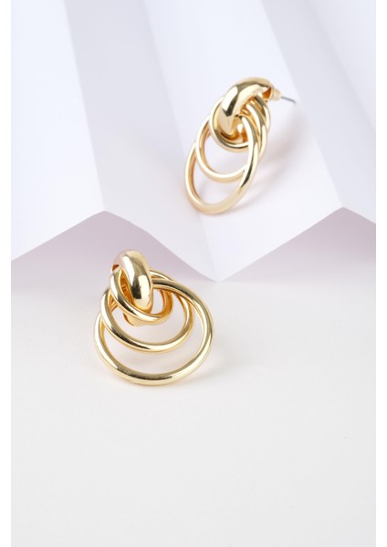 Twirls Gold Çelik Küpe