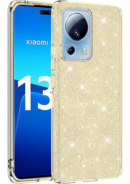 Cepte Aksesuar Xiaomi Mi 13 Lite Kılıf Zore Shining Silikon-Gold