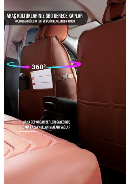 chevrolet Kalos Lüx Oto Koltuk Kılıfı Ön Arka Takım Eagle Serisi Tarçın