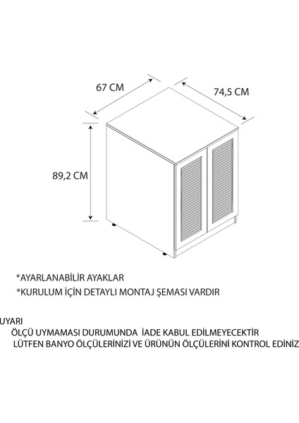 Yıldız Elegance Banyo Dolabı Çamaşır Makinesi Alt Luxe