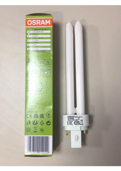 5 Adet Osram Plc Lamba 26W/840 2p 4000 Kelvin 1750 Lümen Günışığı BOY:16.5cm ( 10W-13W-18W YERİNE OLMAZ )
