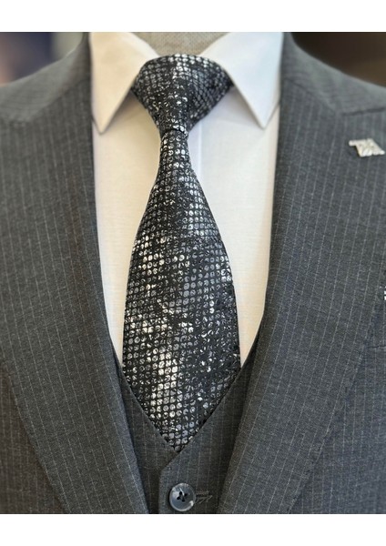 İtalyan Stil Slim Fit Çizgili Ceket Yelek Pantolon Takım Elbise Antrasit T11816 indirimleri