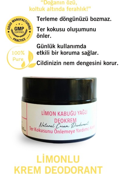 Limon Kabuğu Yağlı Krem Deodorant 40 ml %100 Doğal