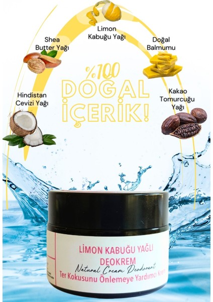 Limon Kabuğu Yağlı Krem Deodorant 40 ml %100 Doğal