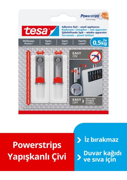 Tesa® Yapışkanlı Çivi - 0,5 Kg, Duvar Kağıdı ve Sıva Için