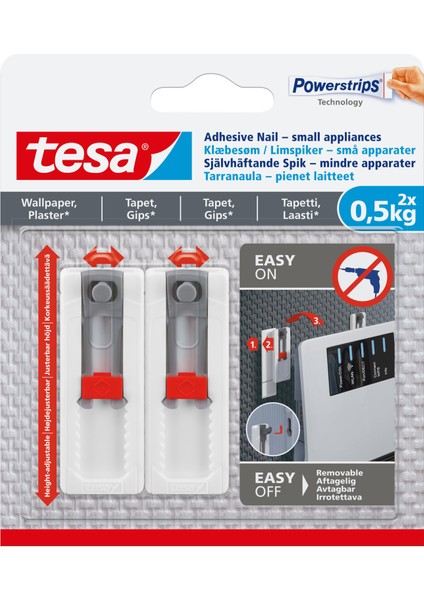 Tesa® Yapışkanlı Çivi - 0,5 Kg, Duvar Kağıdı ve Sıva Için