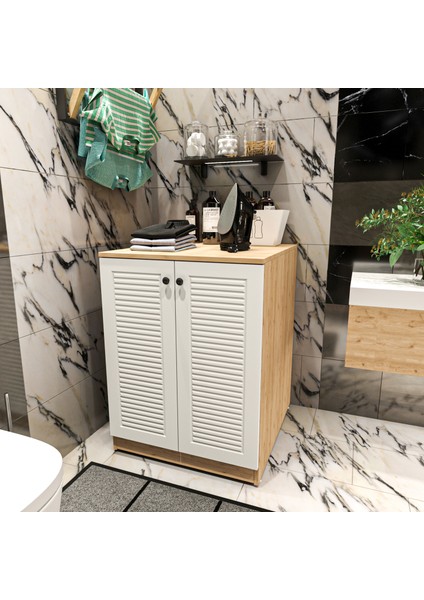 Yıldız Elegance Banyo Dolabı Çamaşır Makinesi Alt Luxe Ahsap Beyaz