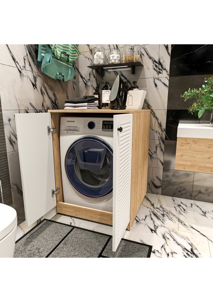 Yıldız Elegance Banyo Dolabı Çamaşır Makinesi Alt Luxe Ahsap Beyaz