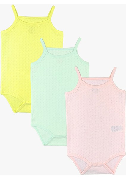 3lü Jakarlı Ip Askılı Body Kız Bebek 0-4 Yaş