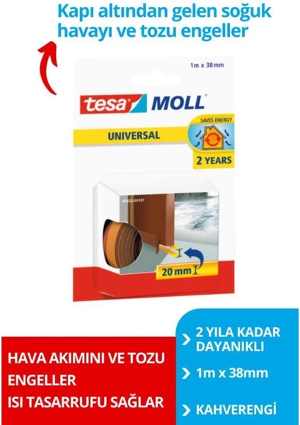 Tesamoll® Genel Amaçlı Kapı-Zemin Arası Köpük, Kahverengi, 1m x 38MM