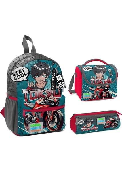 23564 Anaokul Sırt Çantası + Beslenme Çantası + Kalem Kutusu 3'lü Set