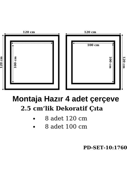 Pazar Dolu Montaja Hazır 8 Adet Çerçeve 2,5 Cm'lik (Pd-Set-10: 1760)