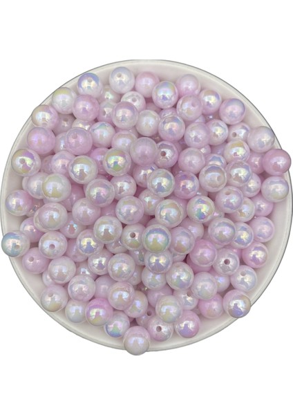 100GR 10 mm Pembe Ebruli Sedefli Janjanlı Pastel Inci Boncuk,takı,hobi,çanta Boncuğu (~200 Adet)