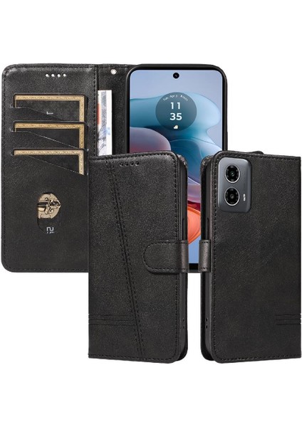 Motorola Moto G34 Ayrılabilir Siyah Bilezik Cüzdan Telefon Pu Için Filp Durumda (Yurt Dışından)