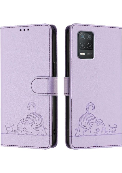 Realme 8 5g Kedi Rfıd Cüzdan Kapak Çevirin Kart Yuvası Tutucu Kickstand (Yurt Dışından)
