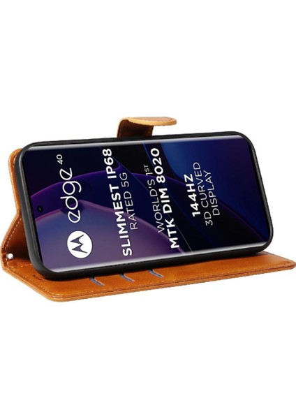 Motorola Edge 40 5g Için Kredi Kartı Yuvası ile Preslenmiş Pu Deri Filp Durumda (Yurt Dışından) indirimleri