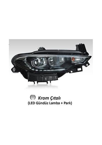 Far Motorlu Sağ fiat Egea 2016-2020 Krom Çıtalı LED Drl+Park 52145154 101134 Ayfar