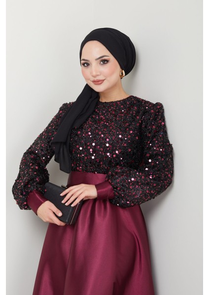 Pul Detaylı Saten Abiye 2537