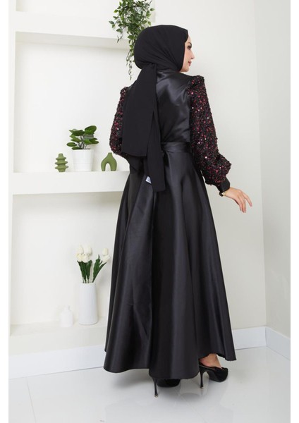 Pul Detaylı Saten Abiye 2537
