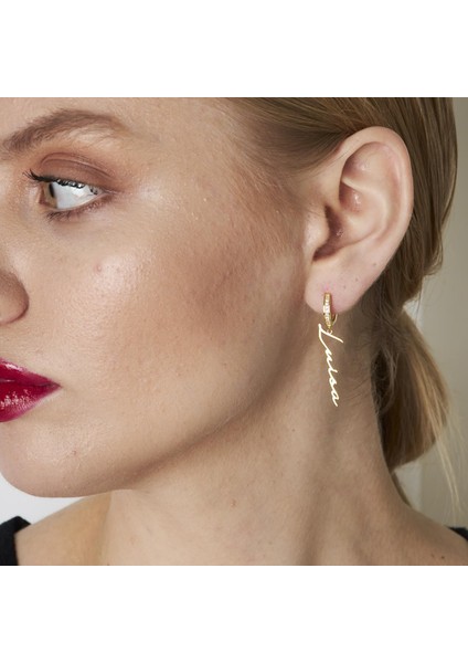 Taşlı Dikey Isim Küpeleri modelleri