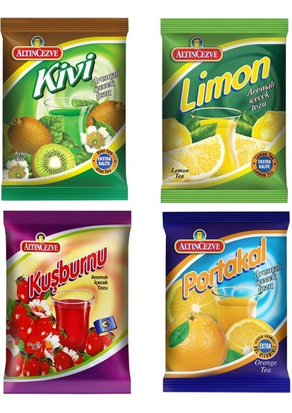 4lü Paket Kivi Limon Kuşburnu Portakal 250 gr Içecek Tozu
