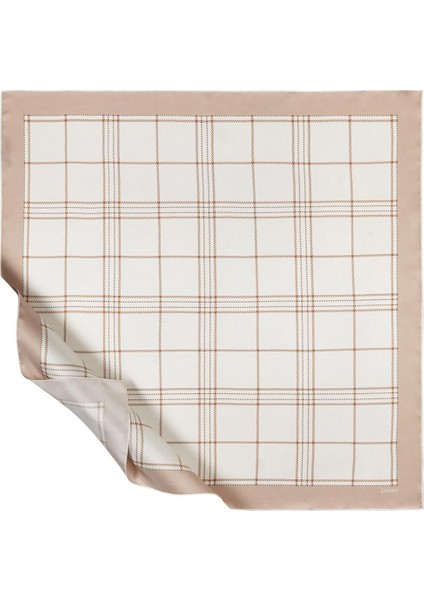 Ipekevi Twill Ipek Eşarp - Highlander Ekose Desenli - Krem