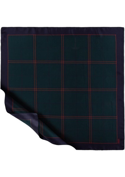 Ipekevi Twill Ipek Eşarp - Highlander Ekose Desenli - Çam Yeşili