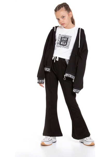 Stay Wild Garson Boy Kapüşonlu 3 Lü Kız çocuk takım - Siyah