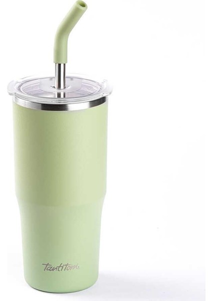 Yeşil 2 Fonk. Çift Katmanlı Pipetli Termos Bardak 700 ml