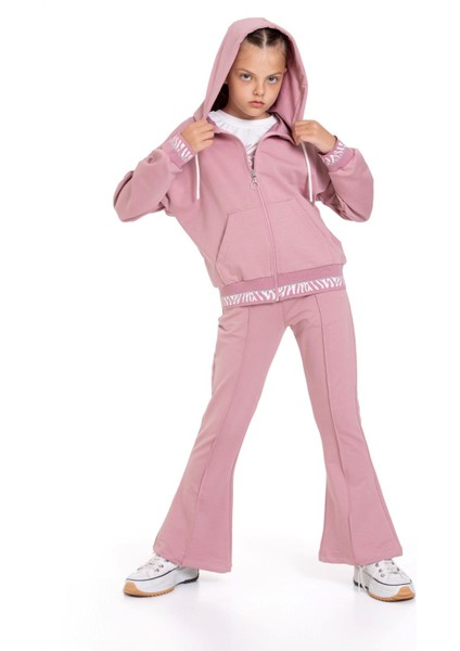 Stay Wild Garson Boy Kapüşonlu 3 Lü Kız çocuk takım - Pudra