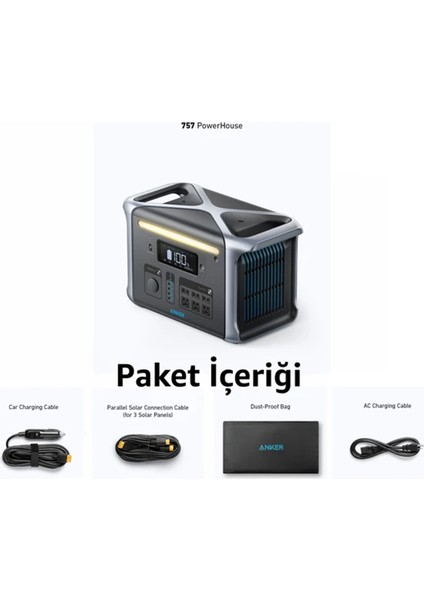 PowerHouse 757 Taşınabilir Güç Kaynağı 1229Wh 1500W Ev Karavan ve Dış Mekan Kullanımı İçin LiFePO4 Pilli Jeneratör - A1770 (Anker Türkiye Garantili)