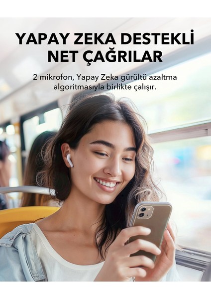 Soundcore K20i Kulak İçi Bluetooth Kulaklık - 36 Saat Çalma Süresi - ENC 2-Mikrofon ile Net Çağrılar - Beyaz - A3994 (Anker Türkiye Garantili)