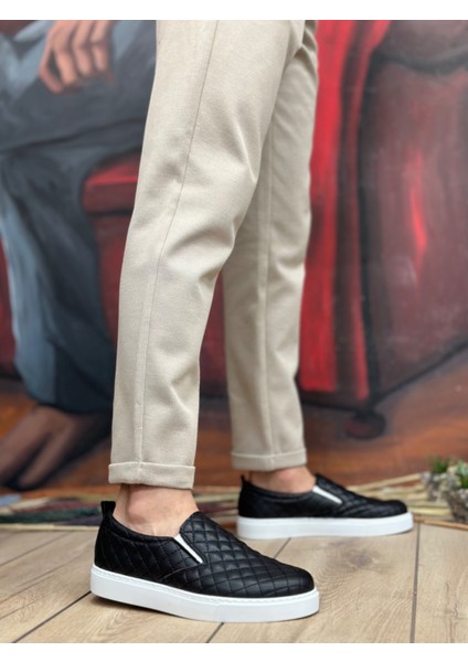 BA0353 Bağcıksız Kapitone Siyah Beyaz Taban Günlük Erkek Ayakkabı indirimleri