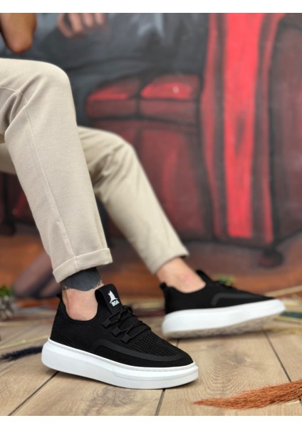 BA0375 Özel Örme Triko Tarz Siyah Renk Spor Ayakkabı