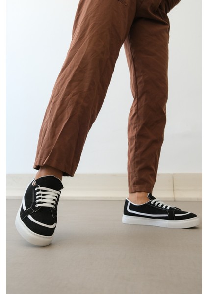 Boa Ba0351 Boa Bağcıklı Keten Günlük Siyah Renk Spor Ayakkabı modelleri