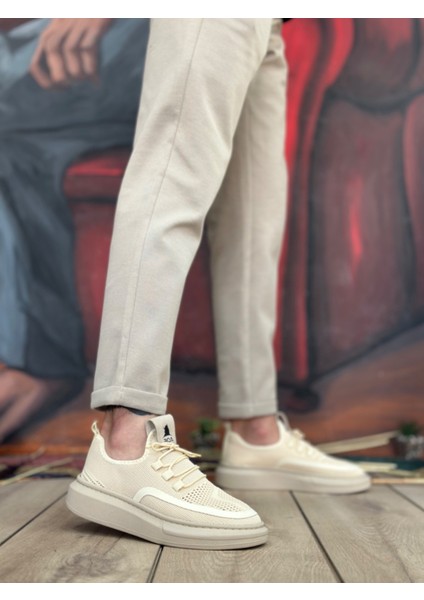 Ba0375 Özel Örme Triko Tarz Krem Renk Spor Ayakkabı modelleri