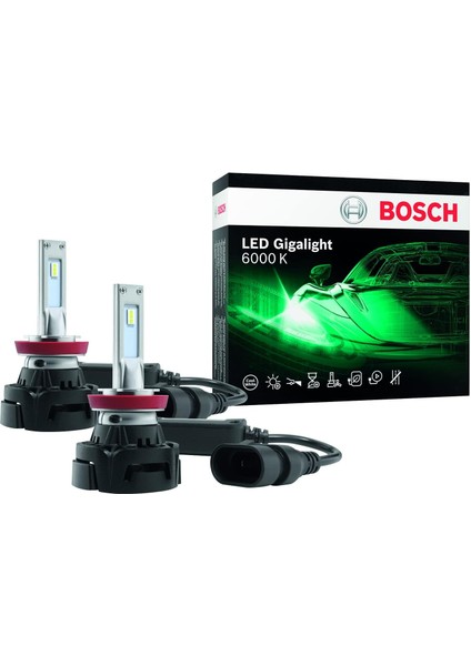H8/H11/H16 Ampul LED Gigalight 12V 30W PGJ19 6000K 1987301558 2 Adet Set