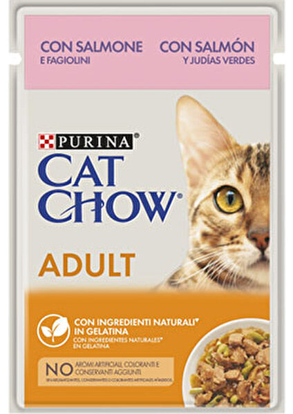 Cat Chow Pouch Somonlu Yetişkin Kedi Konservesi 6 Adet 85 gr