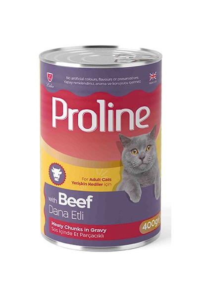 Proline Dana Etli Sos Içinde Gravy Yetişkin Kedi Konservesi 12 Adet 400 gr