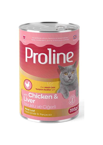 Tavuklu ve Ciğerli Pate Yetişkin Kedi Konservesi 12 Adet 395 gr