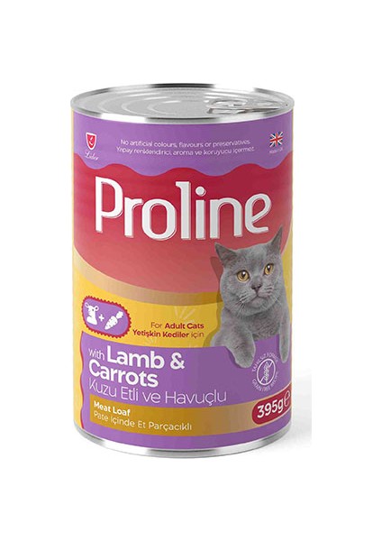 Proline Kuzu Etli ve Havuçlu Pate Yetişkin Kedi Konservesi 24 Adet 395 gr