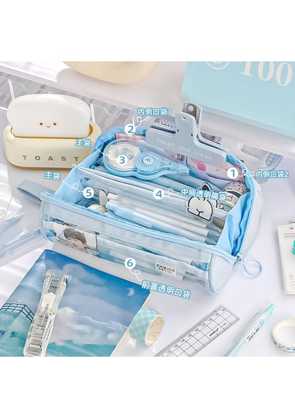 Şeffaf Öğrenci Kalem Kutusu Kalem Çantası Okula Dönüş Hediyesi (Yurt Dışından) modelleri