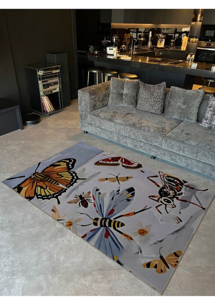 Shape Koleksiyonu Çok Renkli Kelebek Desenli Dokuma Tabanlı Modern Dekoratif Halı 23 fiyatları