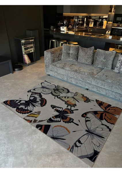 Shape Koleksiyonu Çok Renkli Kelebekler Dokuma Taban Modern Dekoratif Halı 36 fiyatları