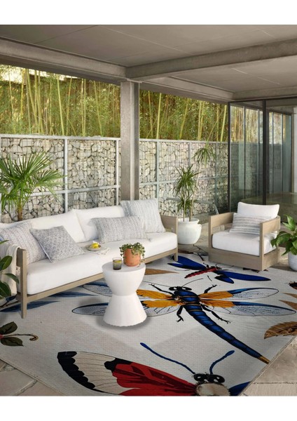 Shape Koleksiyonu Çok Renkli Lacivert Yusufçuk Detaylı Dokuma Taban Modern Dekoratif Halı 43 modelleri