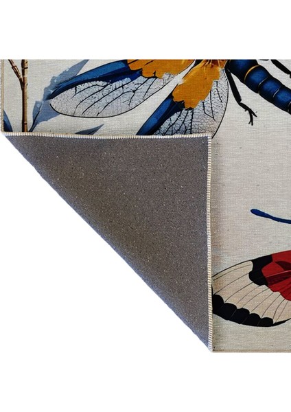 Shape Koleksiyonu Çok Renkli Lacivert Yusufçuk Detaylı Dokuma Taban Modern Dekoratif Halı 43 indirimleri